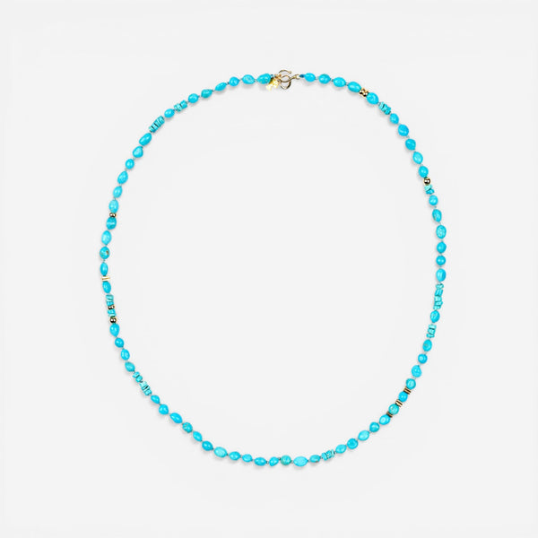 Peyote Bird Designs Vishudda 14K Yellow Gold Turquoise Necklace PB23N41