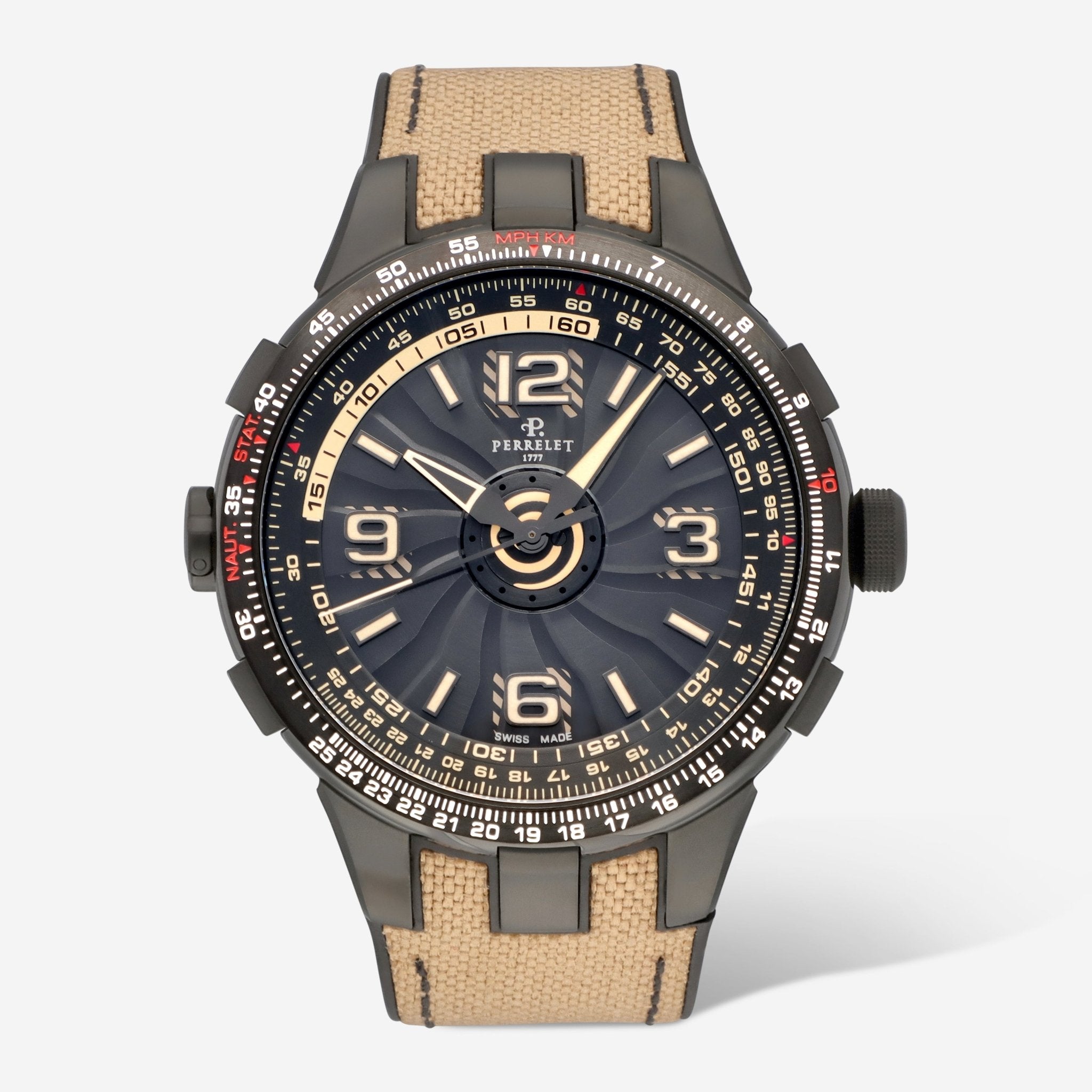 Perrelet Turbine Pilot Grand Raid Limited Edition Stainless Steel Automatic Men's Watch A1096/1 - THE SOLIST - Perrelet