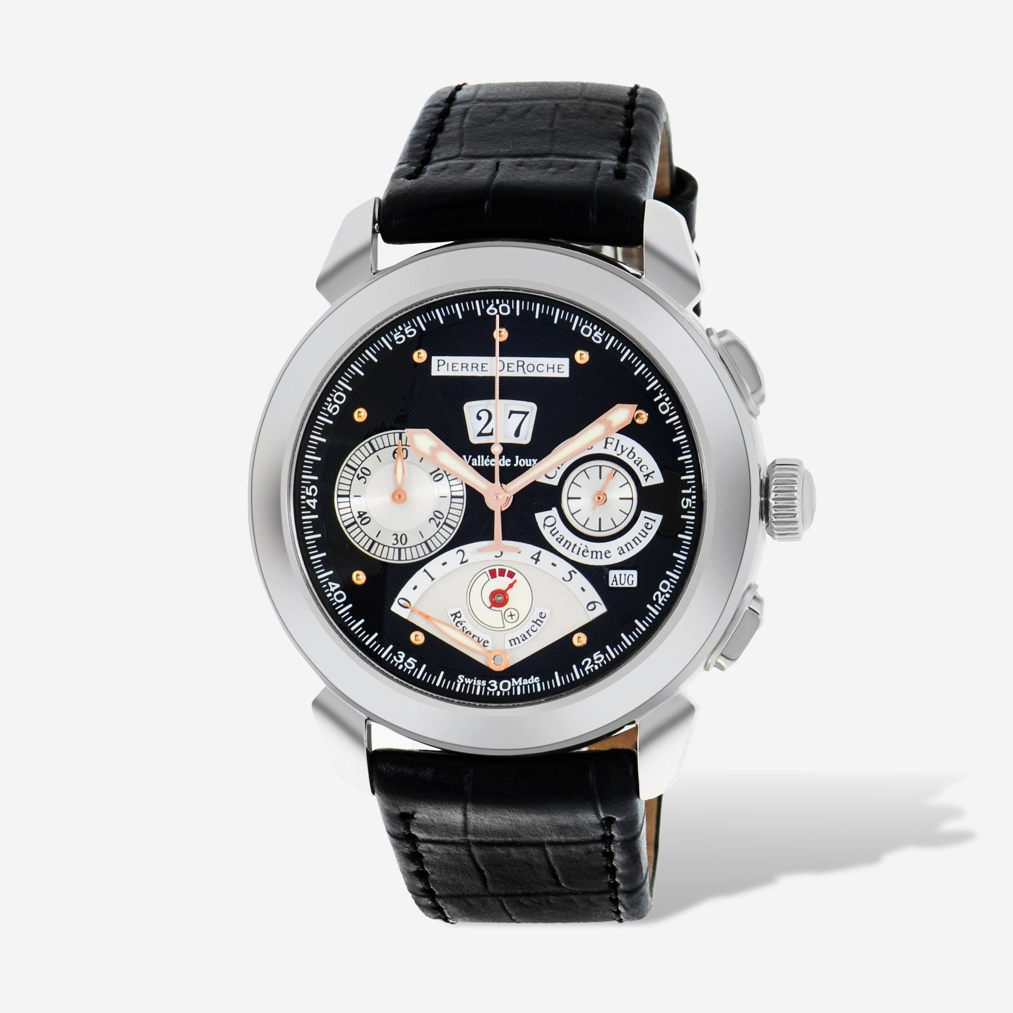 Pierre DeRoche Grandcliff Annual Calendar Flyback Chronograph 42.5mm Men's Automatic Watch GRC10001ACI0 - SPEC - THE SOLIST - Pierre Deroche