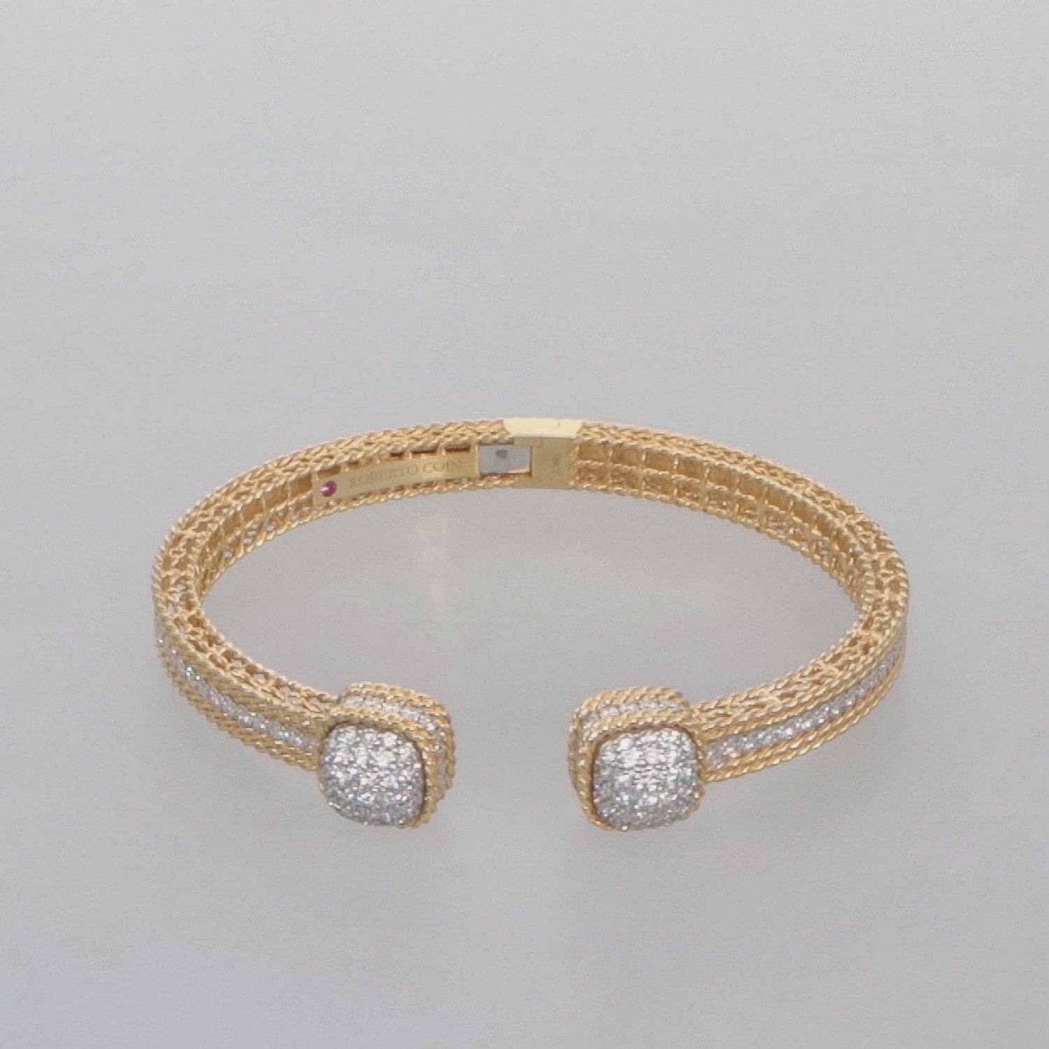 Roberto Coin Roman Barocco 18K Yellow & White Gold and Diamond Bangle Bracelet 8882312AYBAX