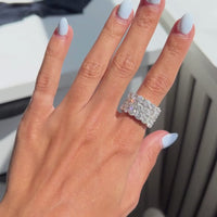 Diana M. Jewels 18K White Gold Diamond Three-Row Wedding Band Ring Sz. 6 WB4589