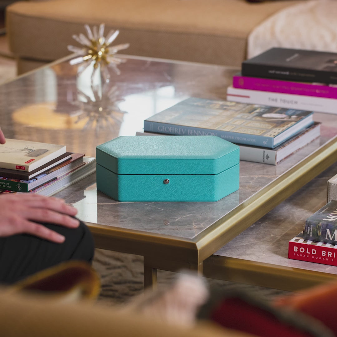 Rapport London Portobello Turquoise Leather Three Watch Box TA43