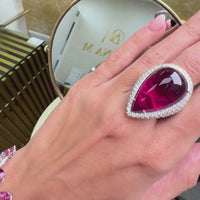 Diana M. Jewels 18K White Gold Tourmaline & Diamond Statement Ring Sz. 6 CSR51