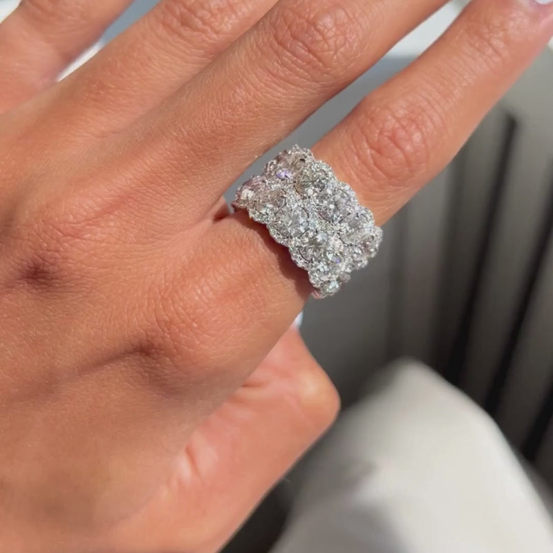 Diana M. Jewels Platinum Diamond Two-Row Eternity Band Ring Sz. 6.5 WB4733