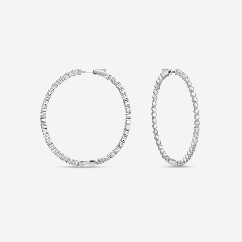 Ina Mar 14K White Gold Diamond Shared Prong Oval Hoop Earrings E1182D-FW-400F - THE SOLIST