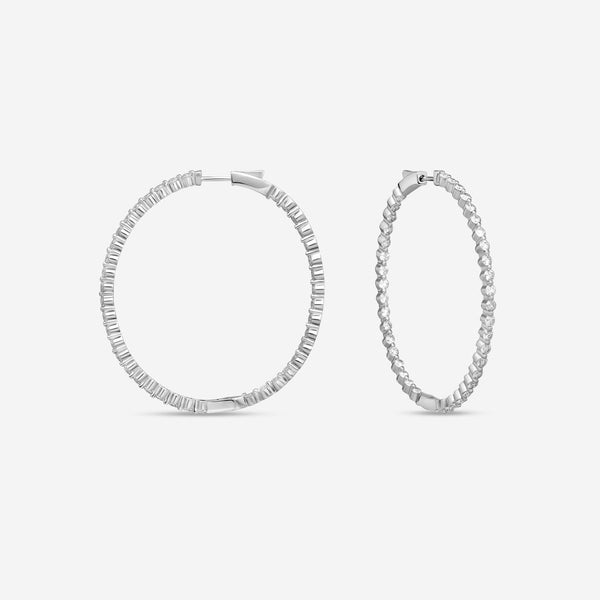 Ina Mar 14K White Gold Diamond Shared Prong Oval Hoop Earrings E1182D-FW-400F - THE SOLIST