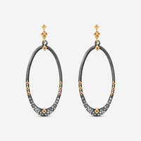 Armenta 18K Yellow Gold & Sterling Silver Ruby & Diamond Oval Hoop Earrings 2037