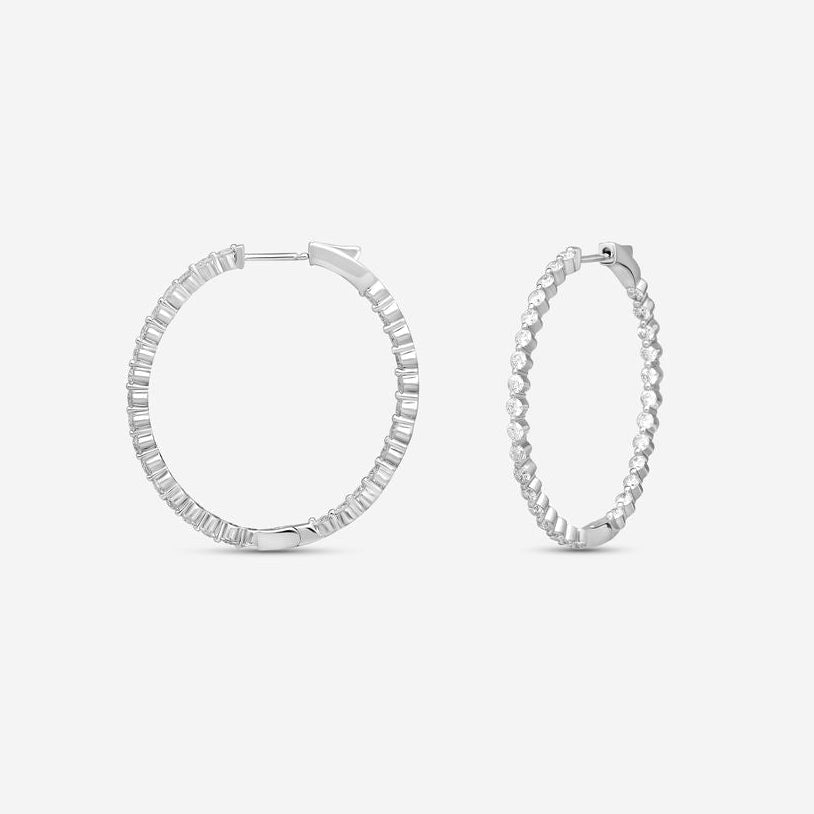 Ina Mar 14K White Gold Diamond Shared Prong Oval Hoop Earrings E1182C-FW-300F - THE SOLIST