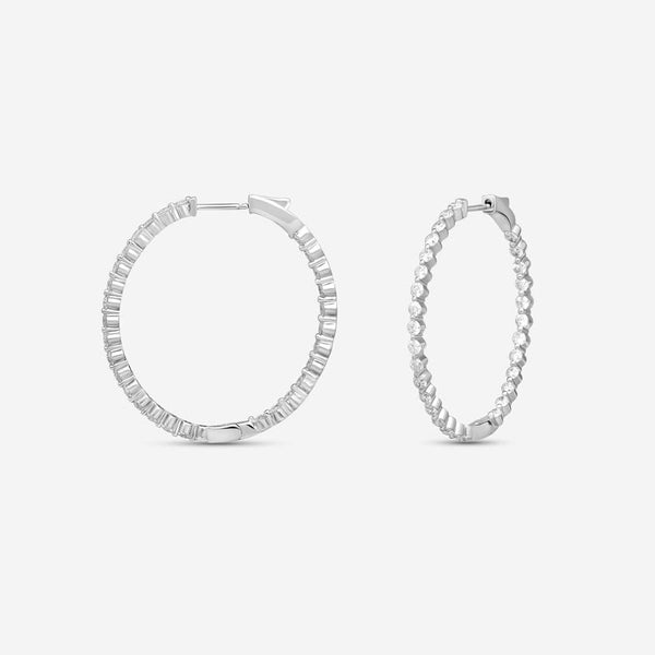 Ina Mar 14K White Gold Diamond Shared Prong Oval Hoop Earrings E1182C-FW-300F - THE SOLIST