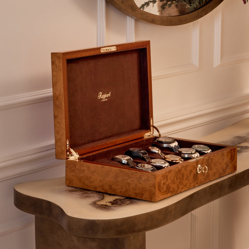 Rapport Heritage Brown Walnut Wood Ten Watch Box L275 - THE SOLIST - Rapport