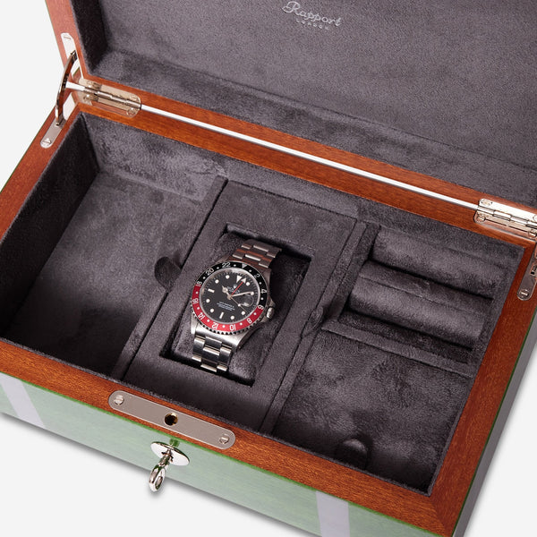 Rapport London Carnaby Green Wooden Watch and Jewellery Box J168 - THE SOLIST - Rapport