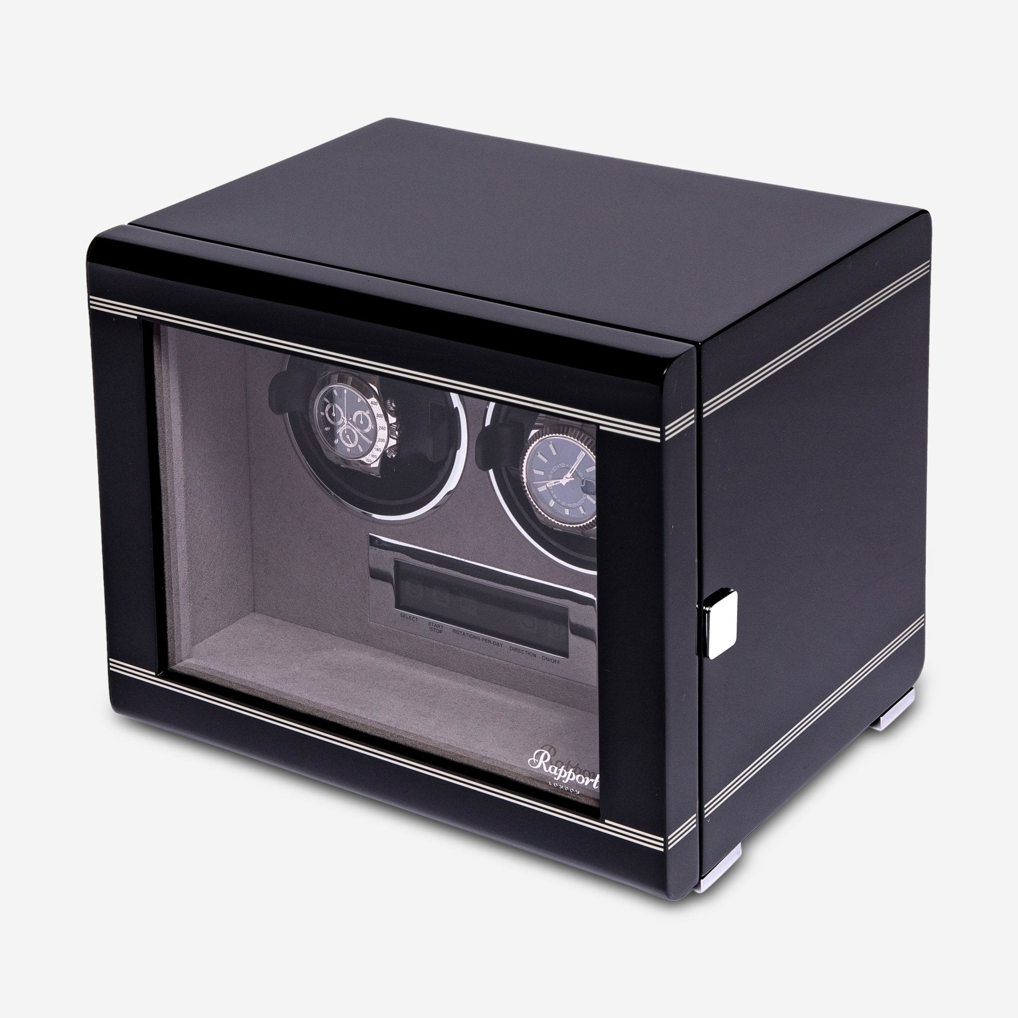 Rapport London Formula Double Watch Winder in High Gloss Black Finish W552 - THE SOLIST - Rapport
