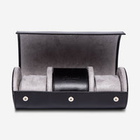 Rapport London Hyde Park Black Leather Three Watch Roll D281 - THE SOLIST - Rapport