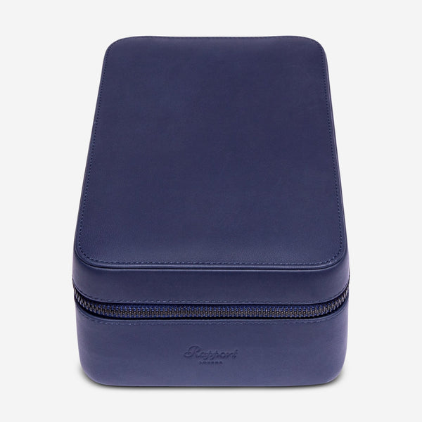 Rapport London Hyde Park Navy Blue Smooth Leather Four Watch Zip Case D273 - THE SOLIST - Rapport