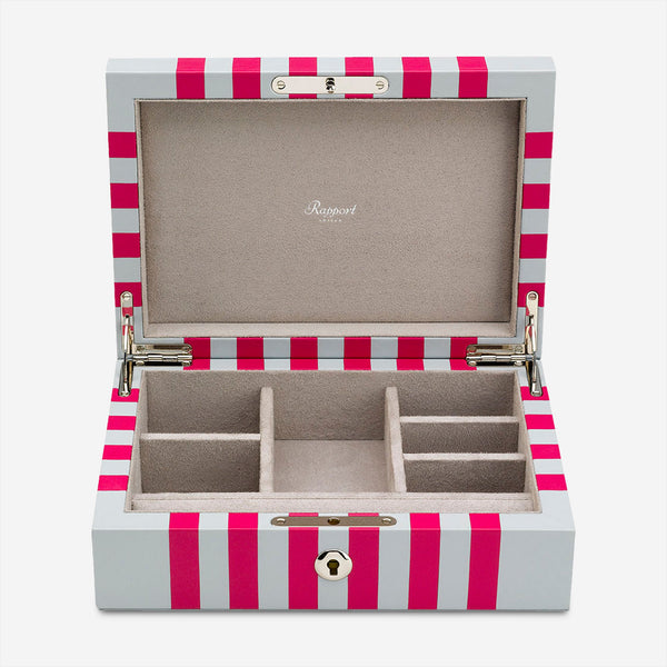 Rapport London Maze Grey & Dark Pink Premium Leather Jewellery Box J142 - THE SOLIST - Rapport