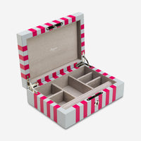 Rapport London Maze Grey & Dark Pink Premium Leather Jewellery Box J142 - THE SOLIST - Rapport