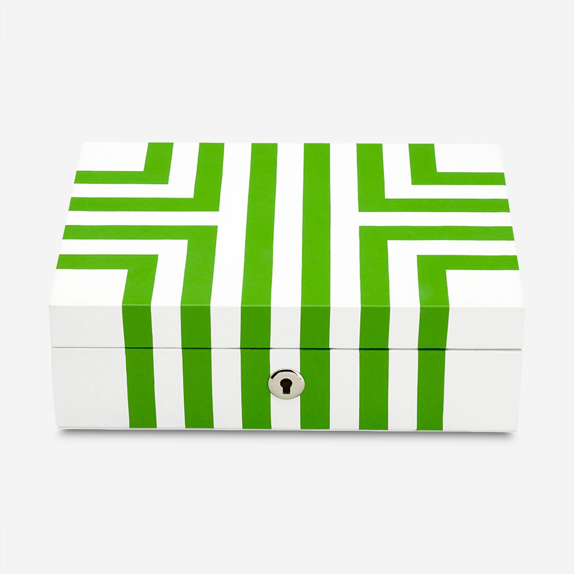 Rapport London Maze White & Lime Green Premium Leather Jewellery Box J141 - THE SOLIST - Rapport