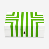 Rapport London Maze White & Lime Green Premium Leather Jewellery Box J141 - THE SOLIST - Rapport