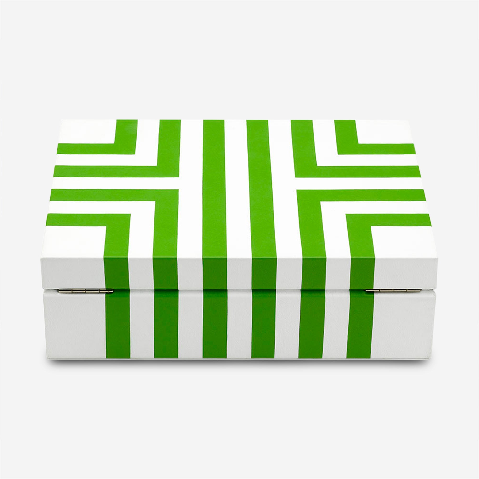 Rapport London Maze White & Lime Green Premium Leather Jewellery Box J141 - THE SOLIST - Rapport