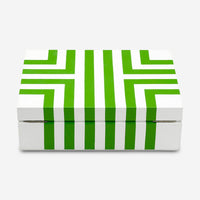 Rapport London Maze White & Lime Green Premium Leather Jewellery Box J141 - THE SOLIST - Rapport