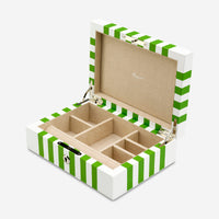 Rapport London Maze White & Lime Green Premium Leather Jewellery Box J141 - THE SOLIST - Rapport