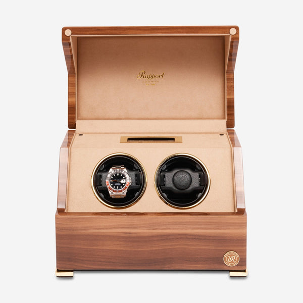 Rapport Perpetua III Brown Walnut Wood Duo Watch Winder W582 - THE SOLIST - Rapport