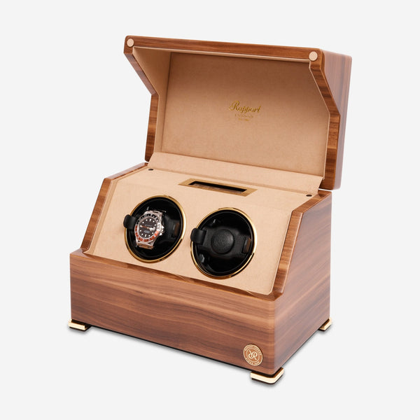 Rapport Perpetua III Brown Walnut Wood Duo Watch Winder W582 - THE SOLIST - Rapport