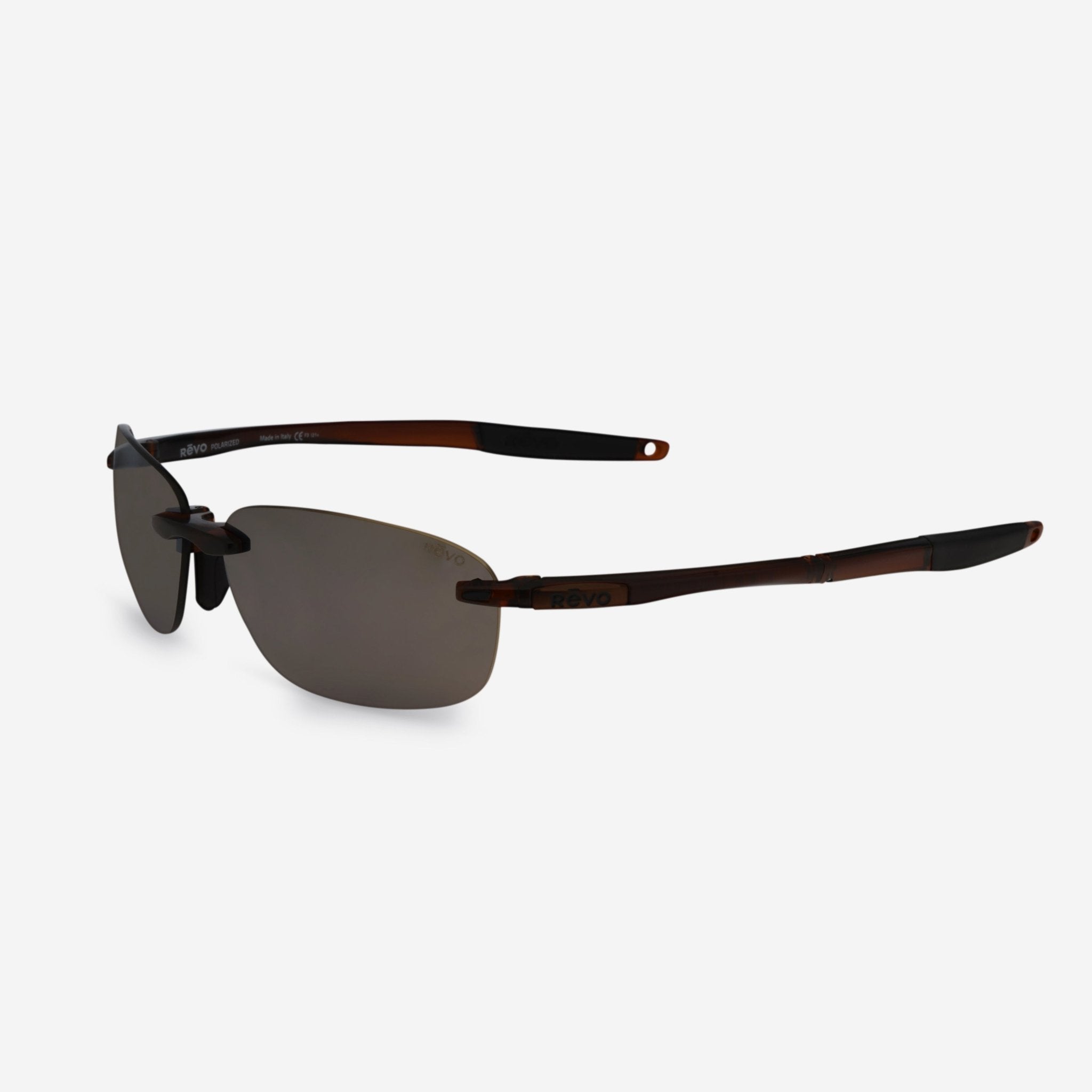 Revo Descend Fold Crystal Brown & Terra Rimless Rectangle Sunglasses RE114002BR - THE SOLIST - Revo