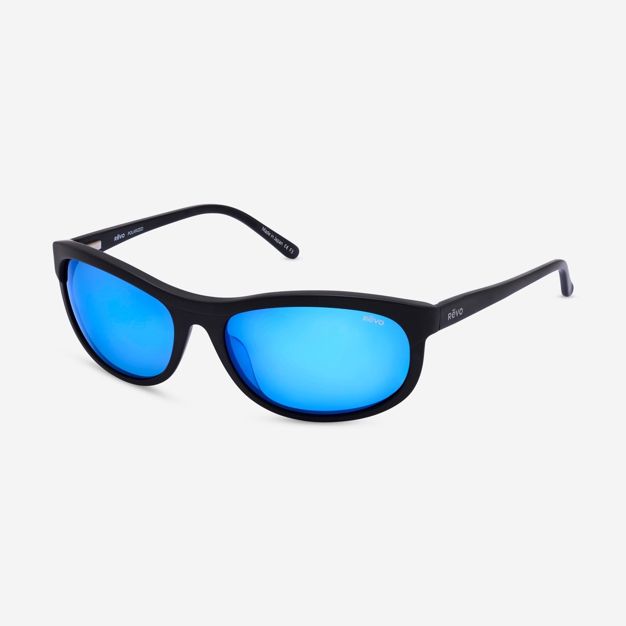 Revo Vintage Men s Wrap Matte Black H2O Heritage Blue Wrap 61 mm Sunglasses RE118001H20 THE SOLIST