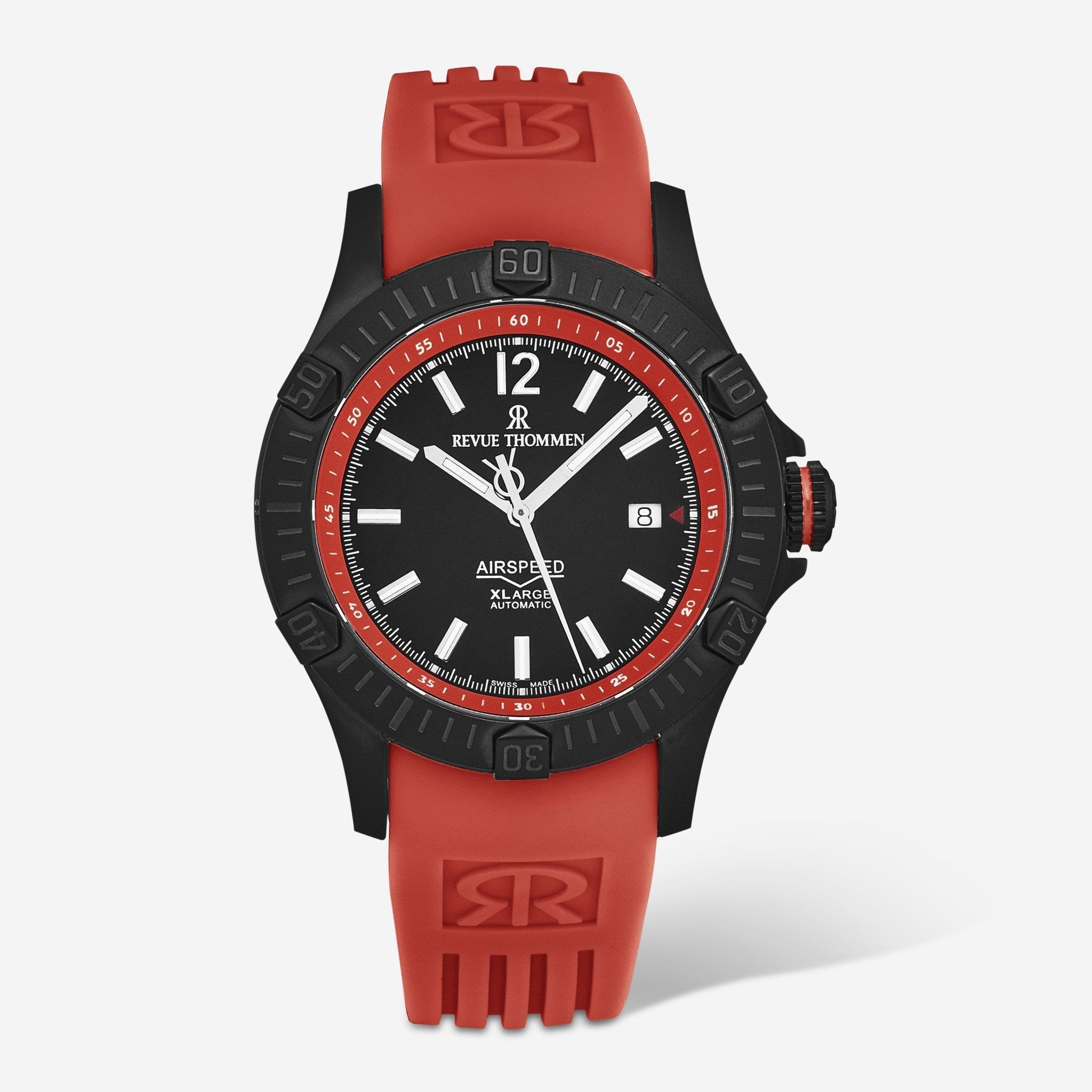 Revue Thommen Air Speed Red Dial Stainless Steel Automatic Men's Watch 16070.4676