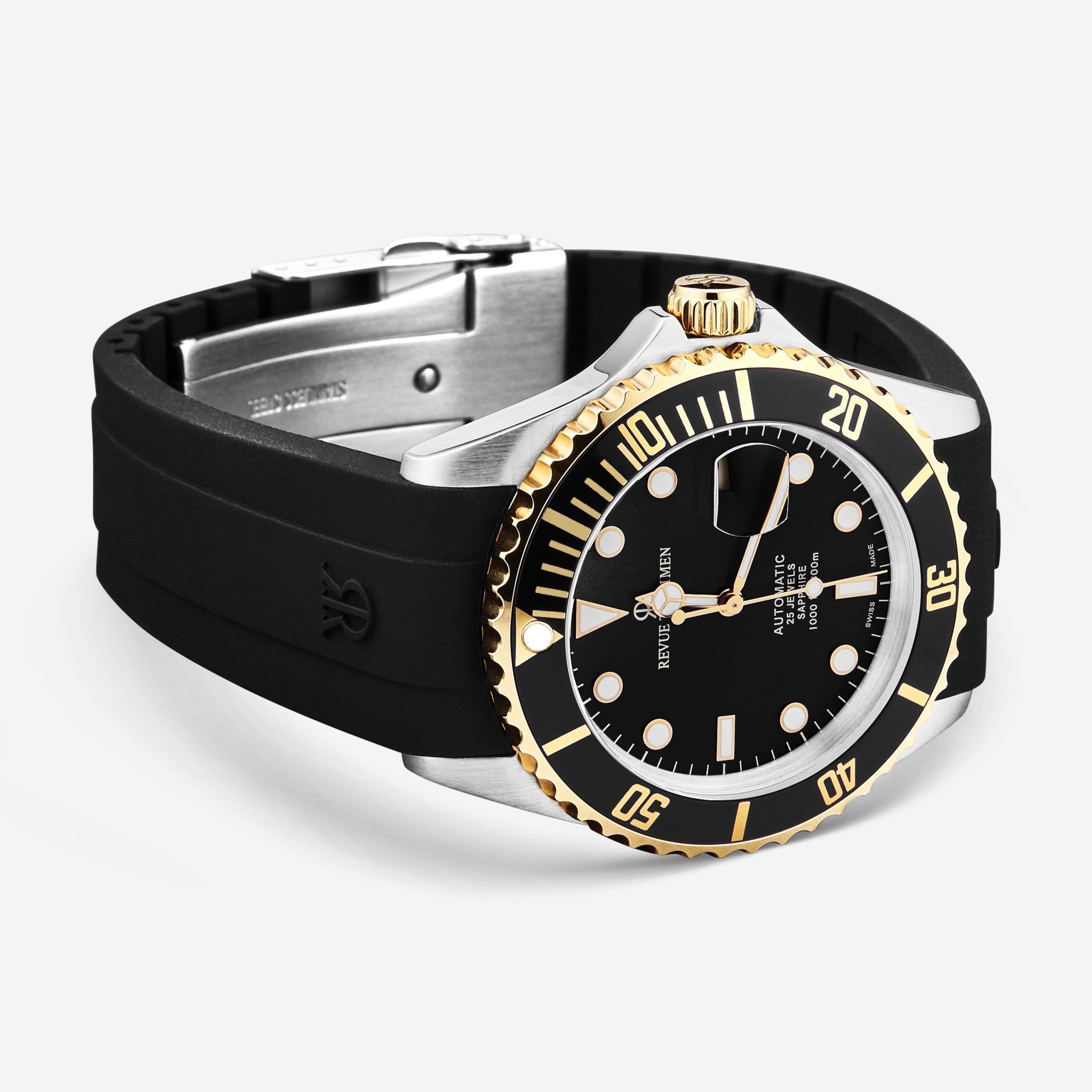 Revue Thommen Diver Black Rubber Stainless Steel Automatic Men's Watch 17571.2847 - THE SOLIST - Revue Thommen