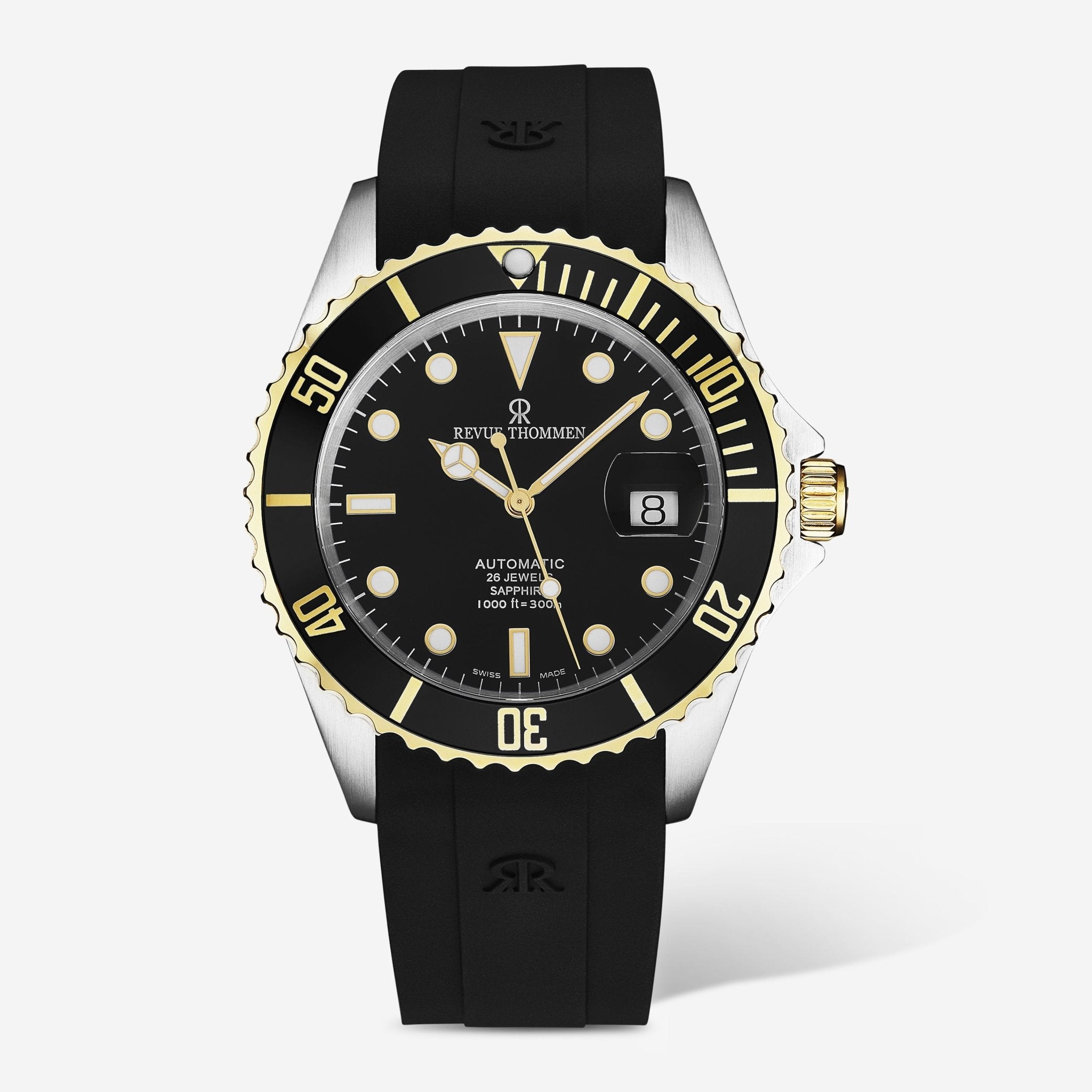 Revue Thommen Diver Black Rubber Stainless Steel Automatic Men's Watch 17571.2847 - THE SOLIST - Revue Thommen