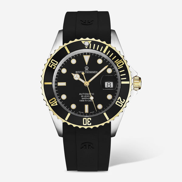 Revue Thommen Diver Black Rubber Stainless Steel Automatic Men's Watch 17571.2847 - THE SOLIST - Revue Thommen