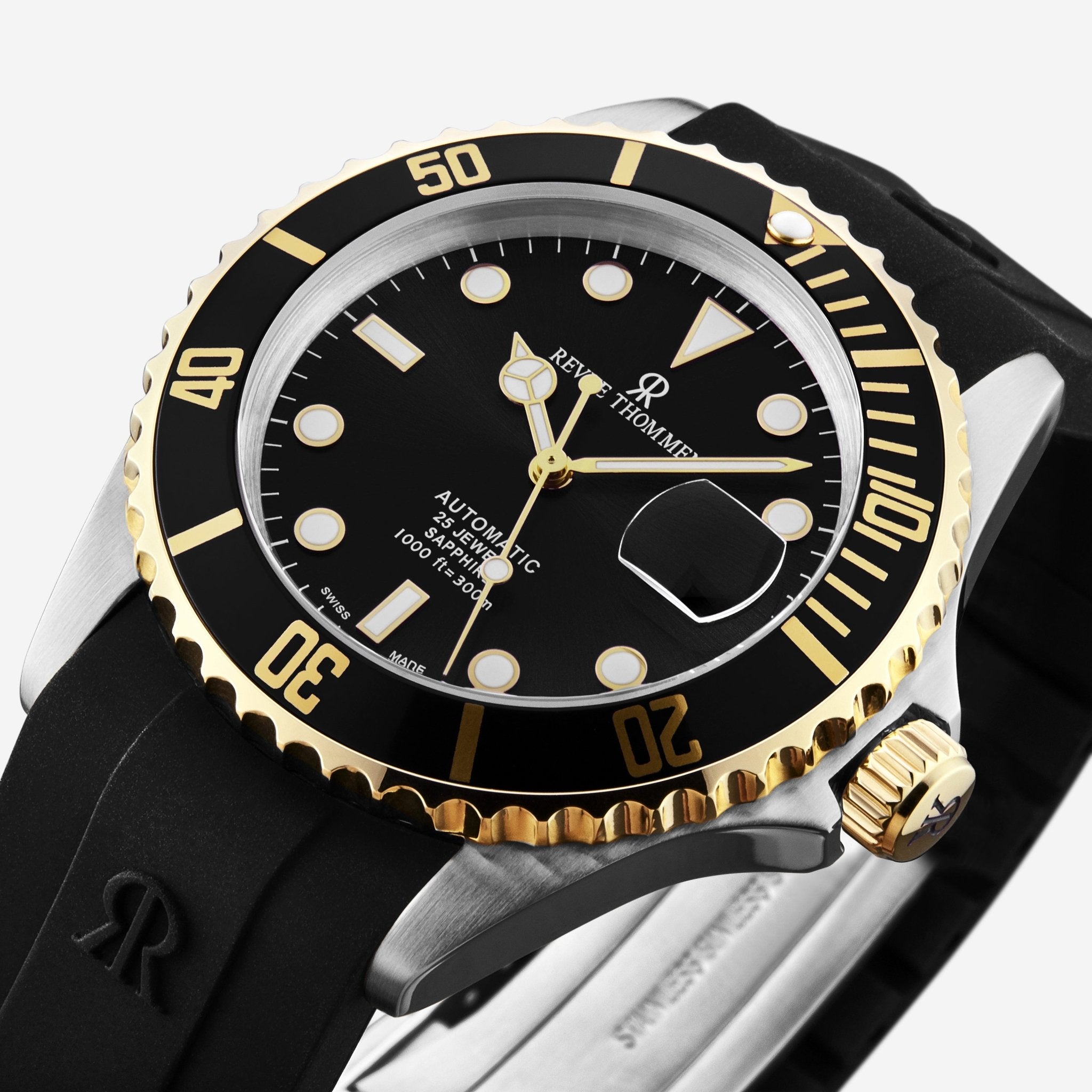Revue Thommen Diver Black Rubber Stainless Steel Automatic Men's Watch 17571.2847 - THE SOLIST - Revue Thommen