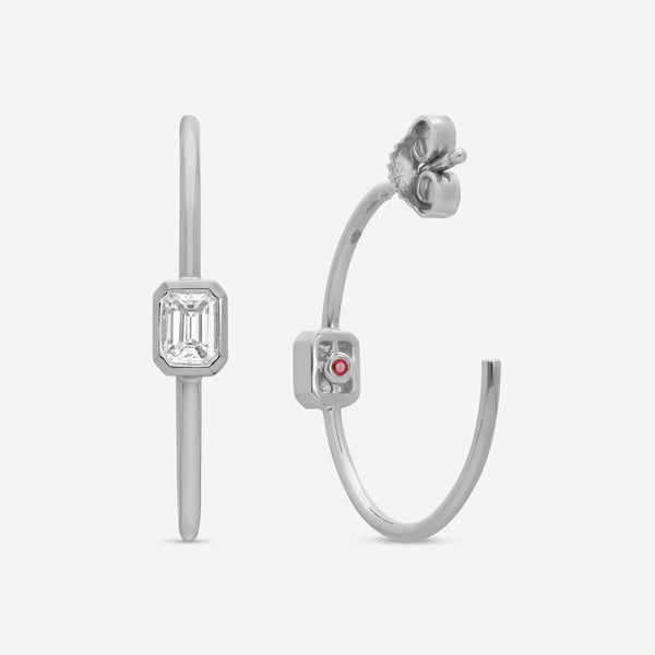 Roberto Coin 18K Gold, Emerald Cut Diamond Hoop Earrings 111442AWERX0 - THE SOLIST - Roberto Coin