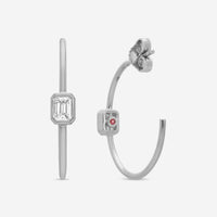 Roberto Coin 18K White Gold Emerald Cut Diamond Hoop Earrings 111442AWERX0