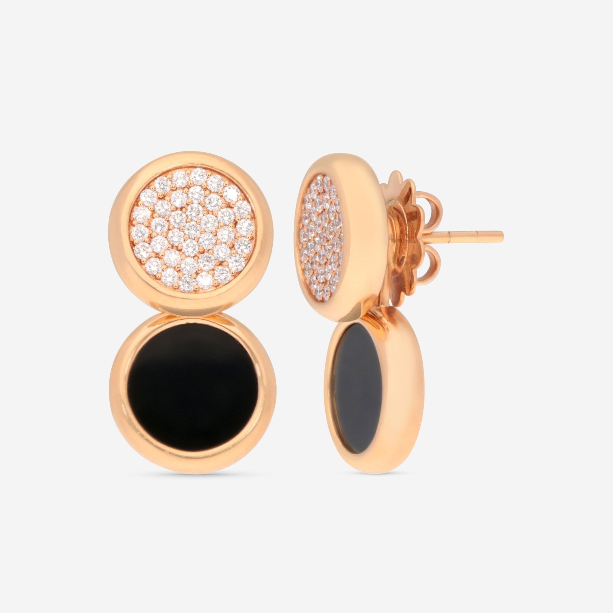 Roberto Coin 18K Rose Gold Diamond & Black Jade Drop Earrings 8882327AXERJ - THE SOLIST - Roberto Coin