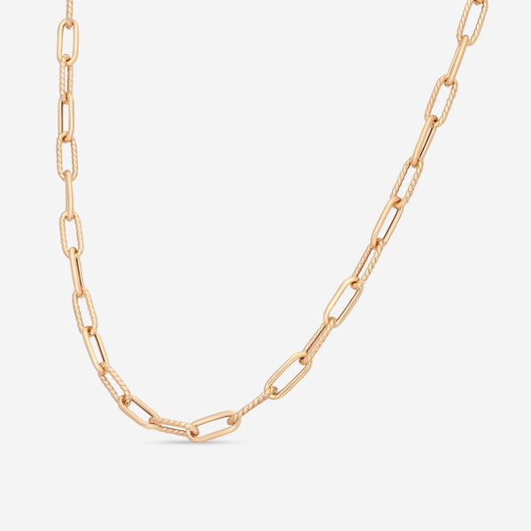 Roberto Coin 18K Rose Gold Shiny Fluted Paperclip Chain Necklace 22" 5310168AX220 - THE SOLIST - Roberto Coin