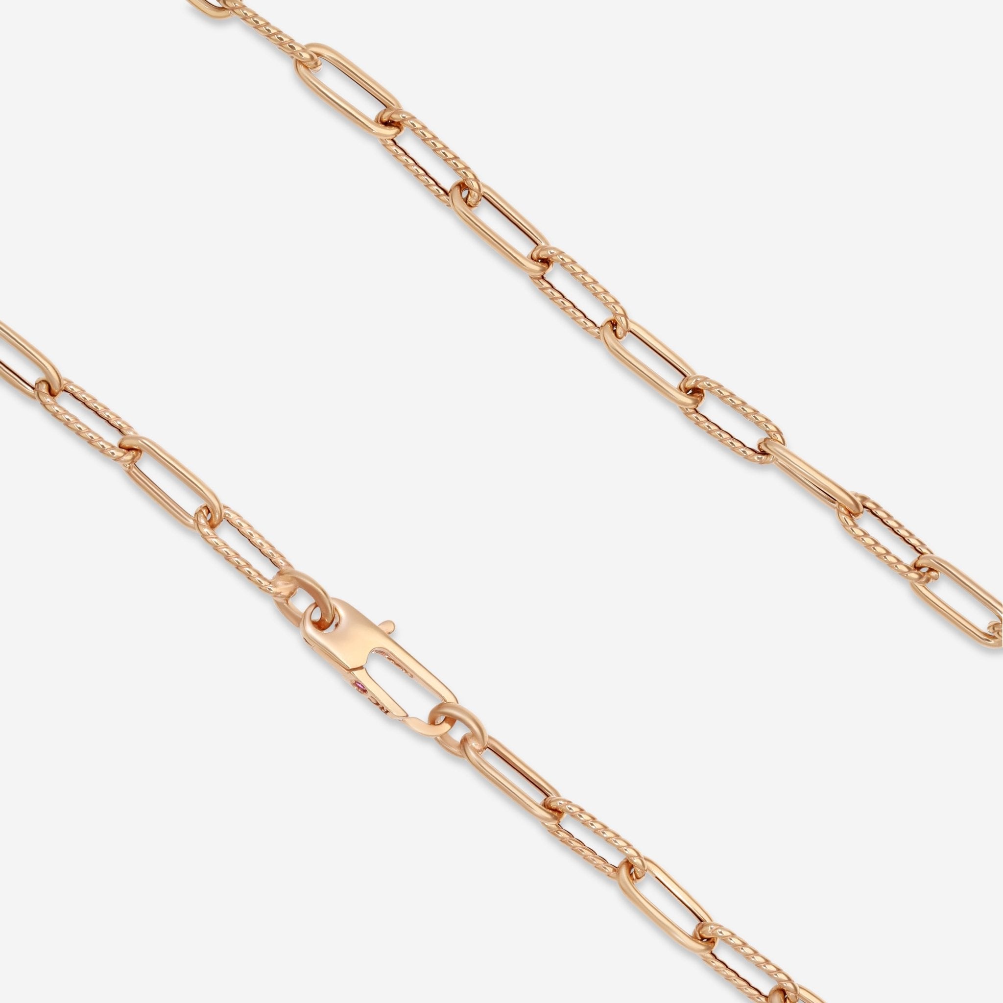 Roberto Coin 18K Rose Gold Shiny Fluted Paperclip Chain Necklace 22