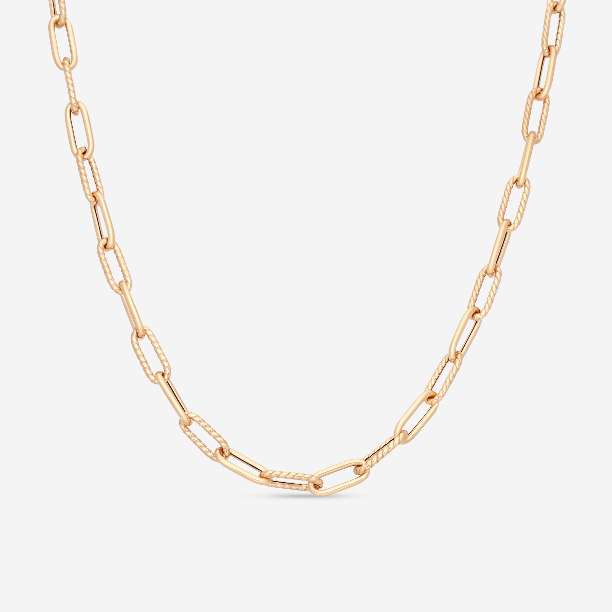 Roberto Coin 18K Rose Gold Shiny Fluted Paperclip Chain Necklace 22