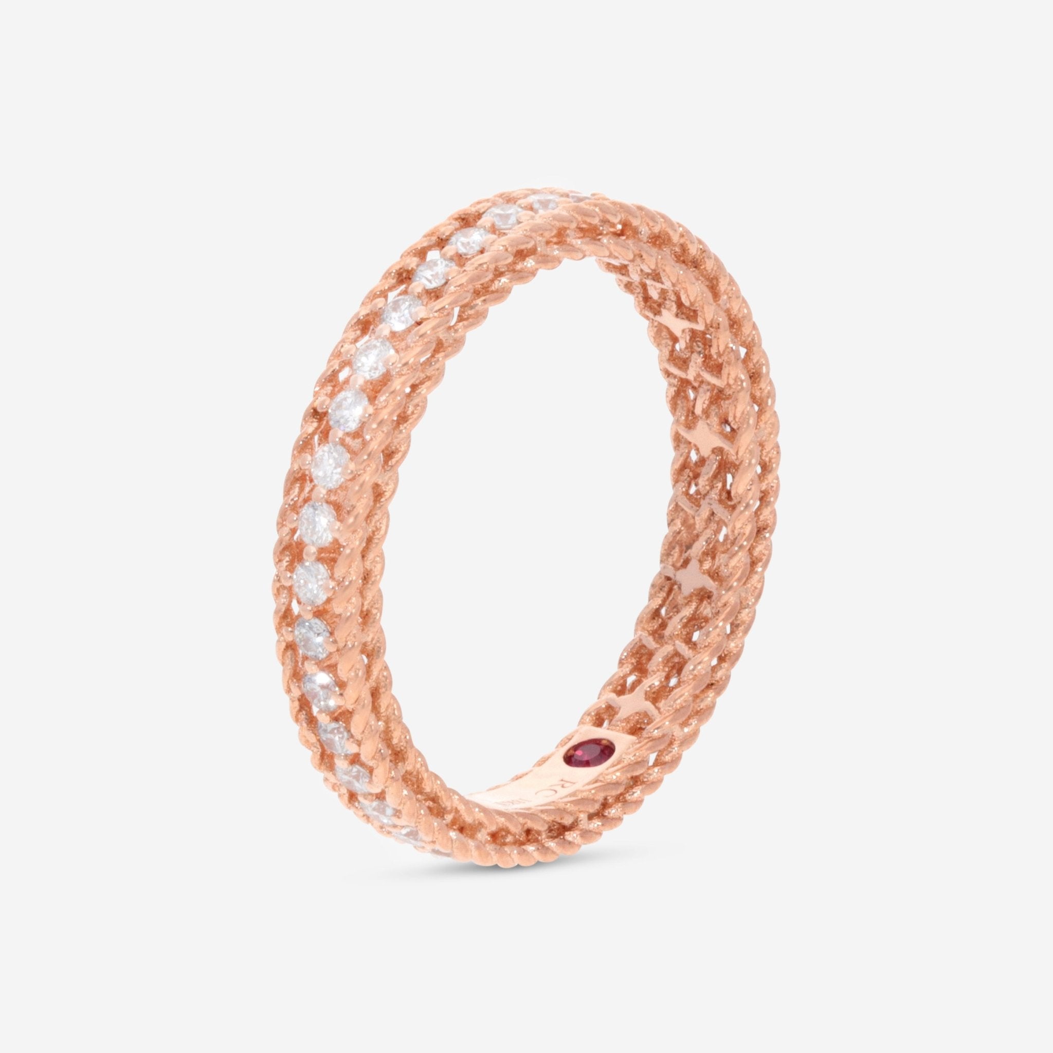 Roberto Coin 18K Rose Gold Symphony Princess Collection Diamond Band 7771359AX65X - THE SOLIST - Roberto Coin