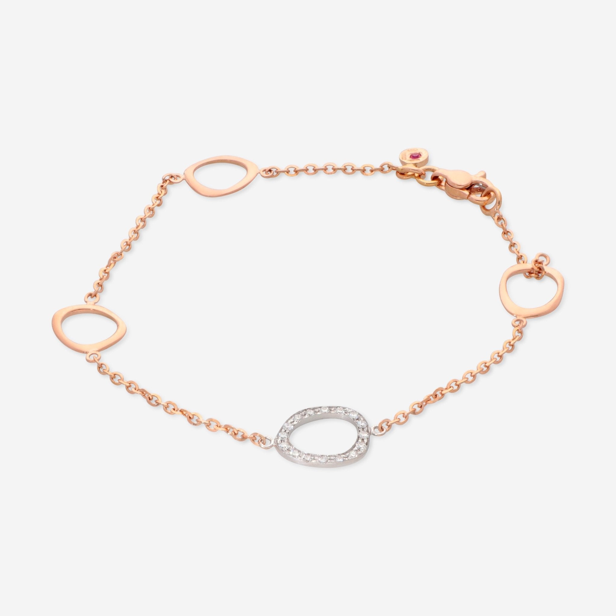 Roberto Coin 18K Rose & White Gold Diamond Chain Bracelet 9151054AHLBX - THE SOLIST - Roberto Coin