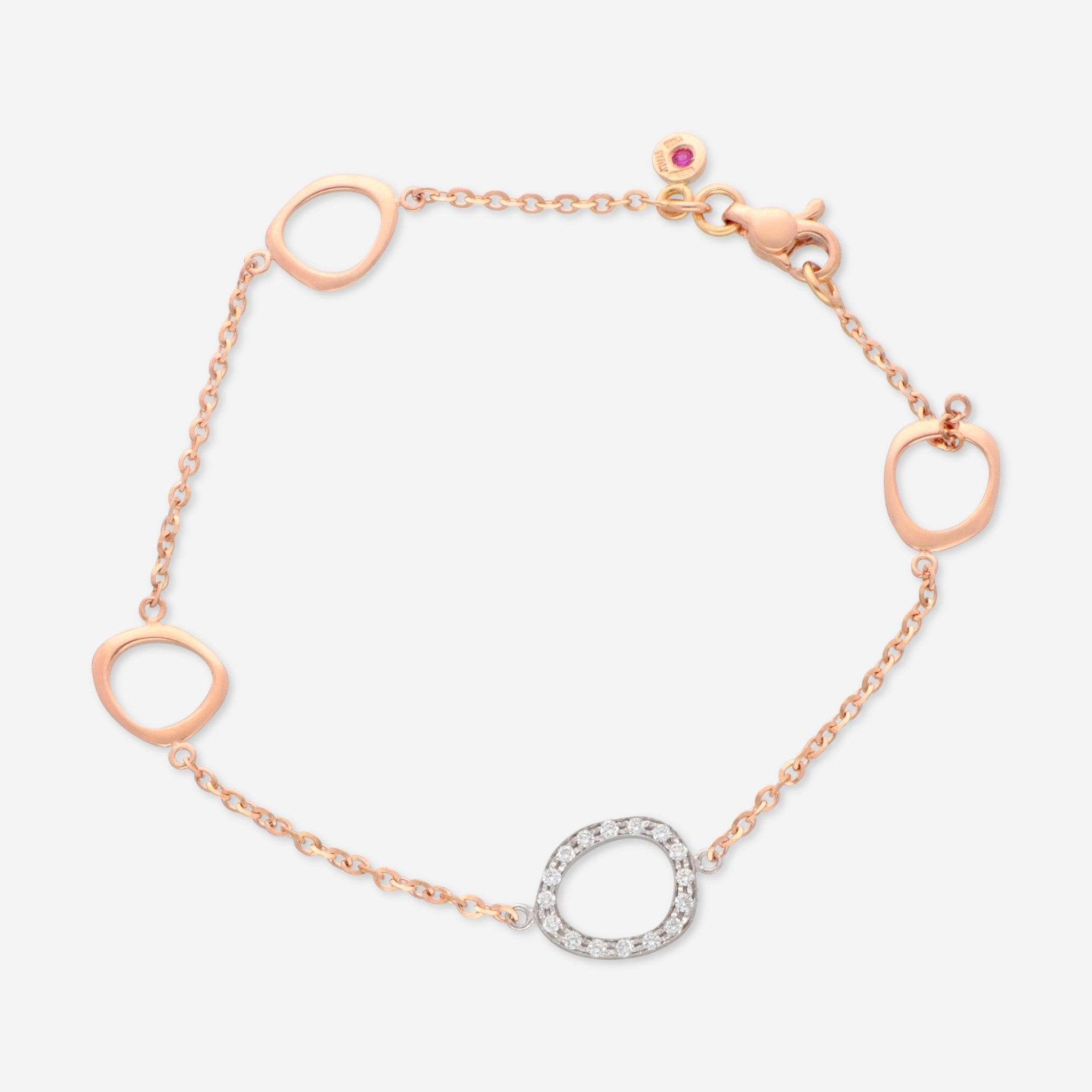 Roberto Coin 18K Rose & White Gold Diamond Chain Bracelet 9151054AHLBX - THE SOLIST - Roberto Coin