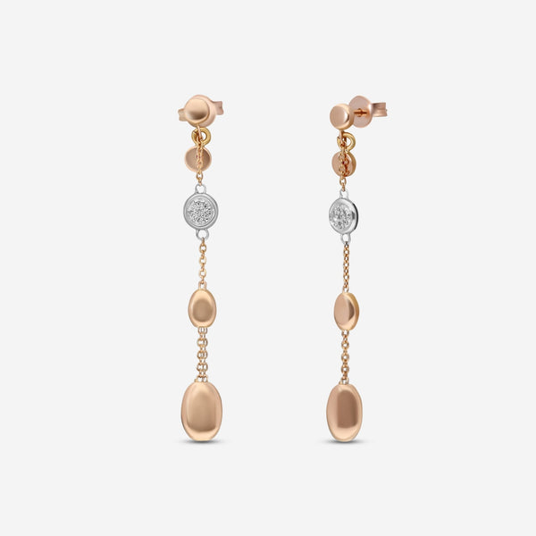 Roberto Coin 18K Rose & White Gold Diamond Dangle Earrings 915837AHERX0 - THE SOLIST - Roberto Coin