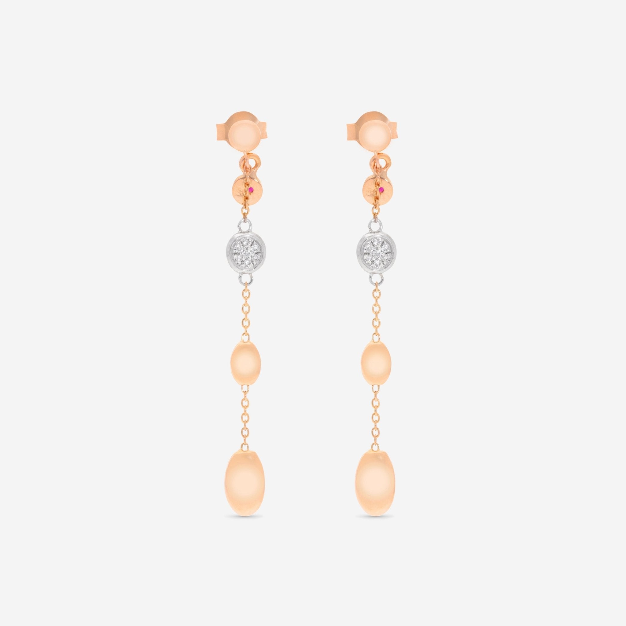 Roberto Coin 18K Rose & White Gold Diamond Dangle Earrings 915837AHERX0 - THE SOLIST - Roberto Coin