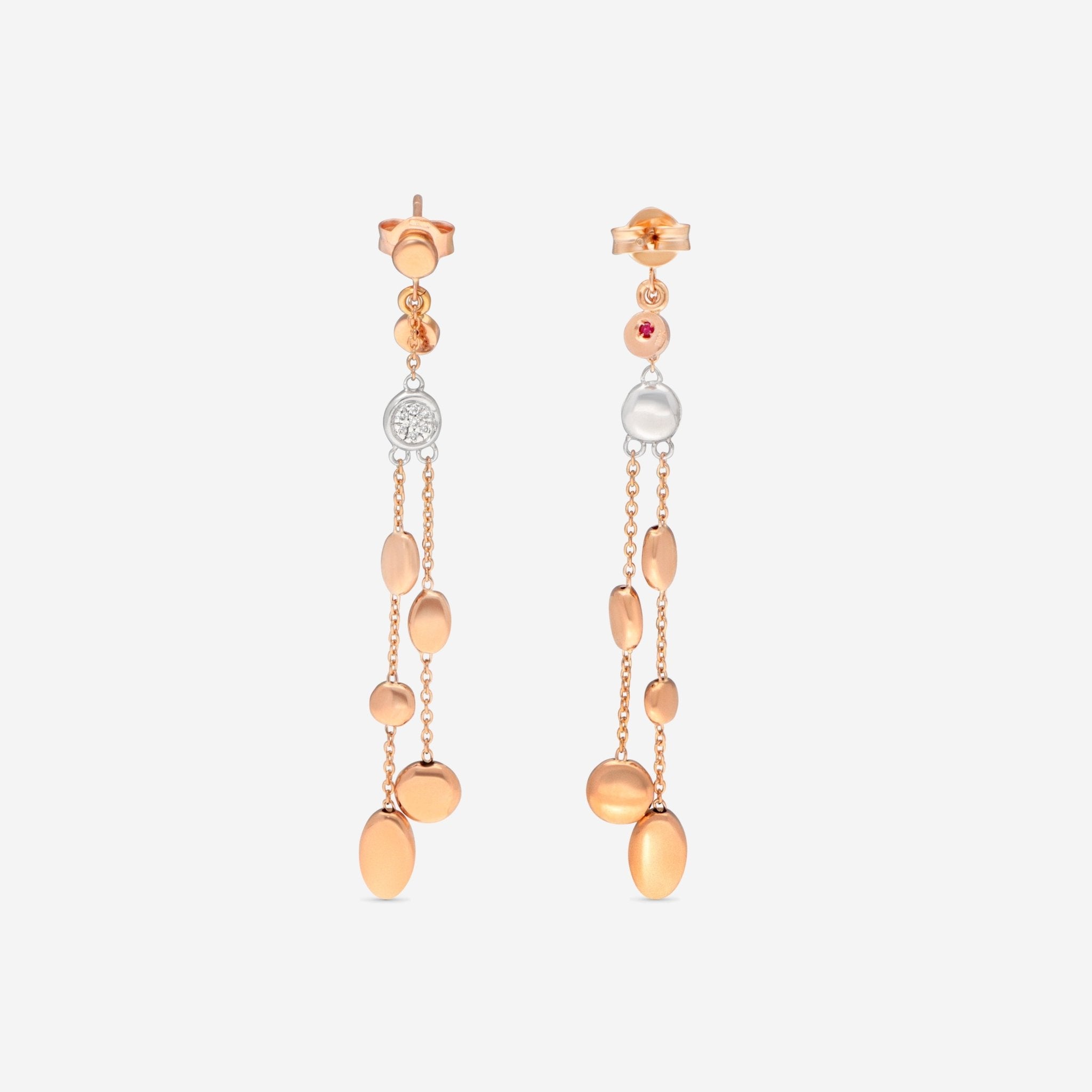 Roberto Coin 18K Rose & White Gold Diamond Dangle Earrings 915839AHERX0 - THE SOLIST - Roberto Coin