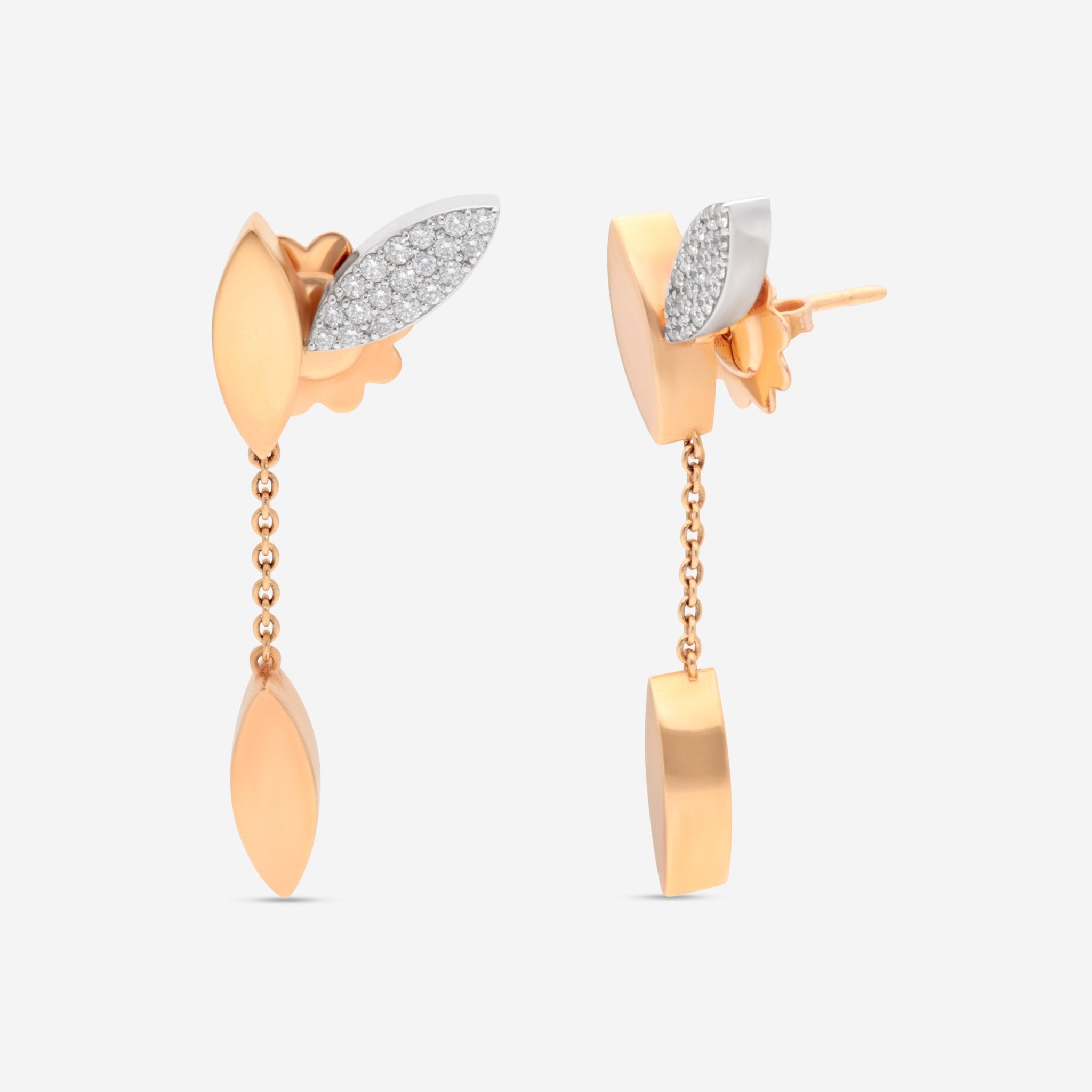 Roberto Coin 18K Rose & White Gold Diamond Drop Earrings 8882532AHERX - THE SOLIST - Roberto Coin