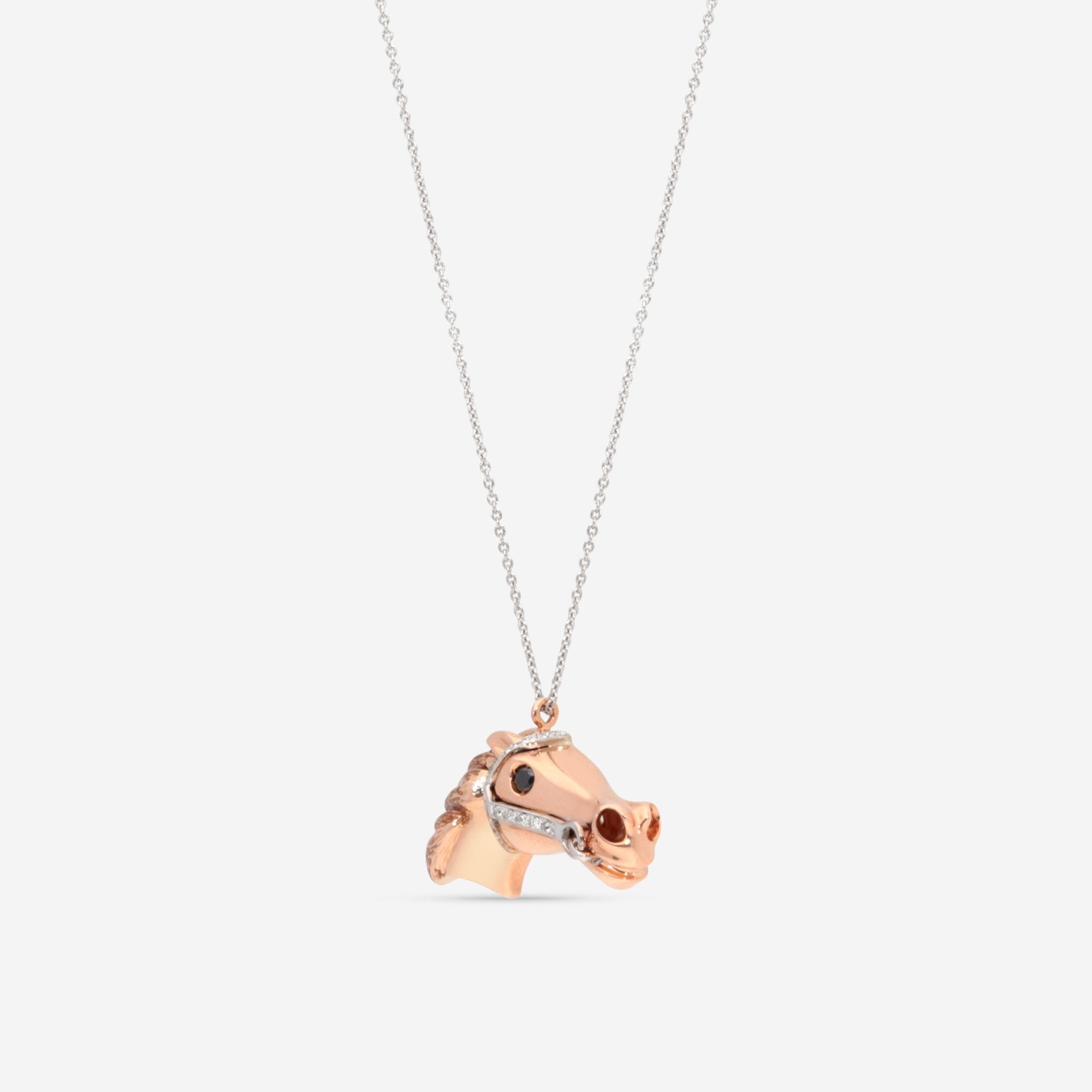 Roberto Coin 18K Rose & White Gold Diamond Pendant Necklace 206813AHCHX1 - THE SOLIST - Roberto Coin