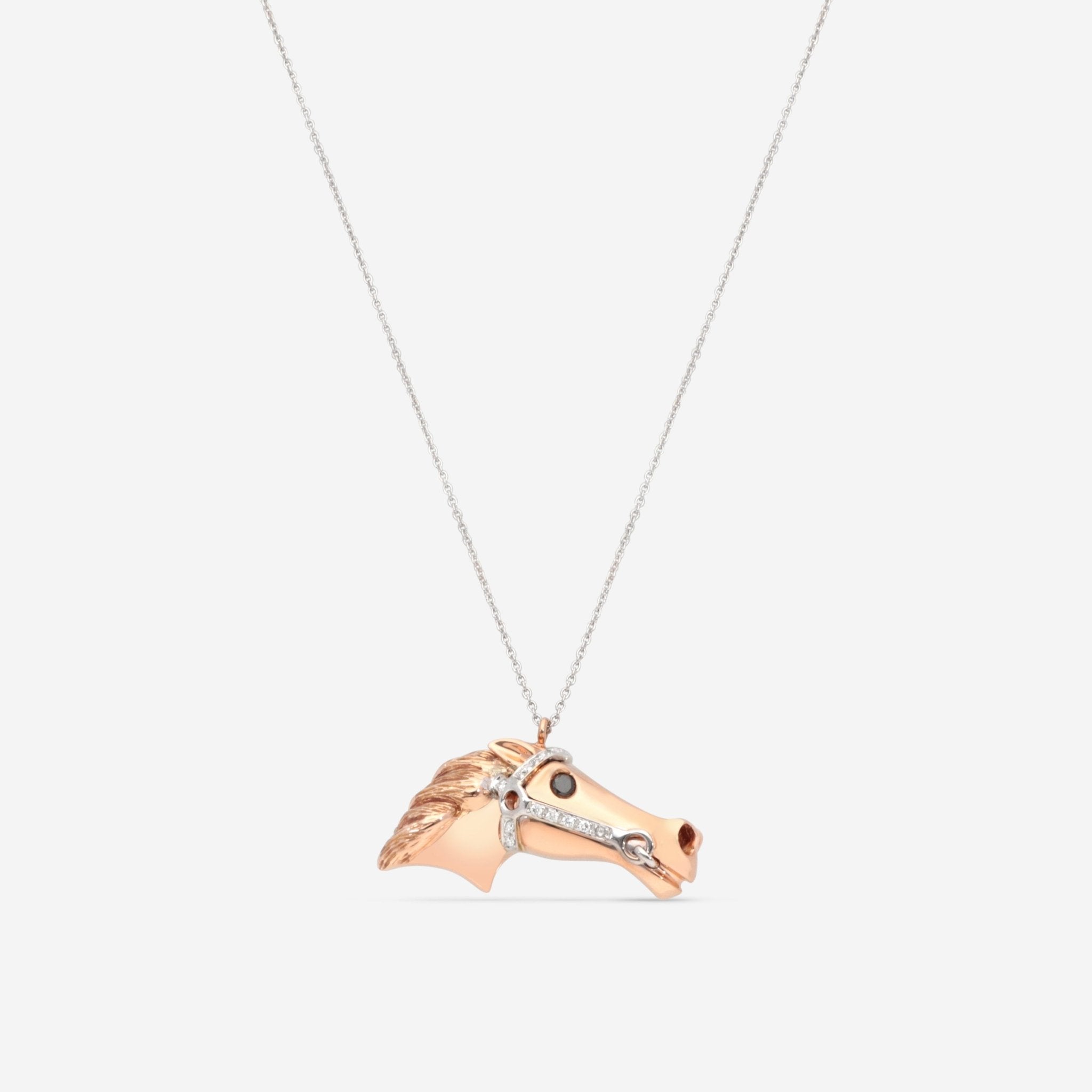 Roberto Coin 18K Rose & White Gold Diamond Pendant Necklace 206813AHCHX1 - THE SOLIST - Roberto Coin