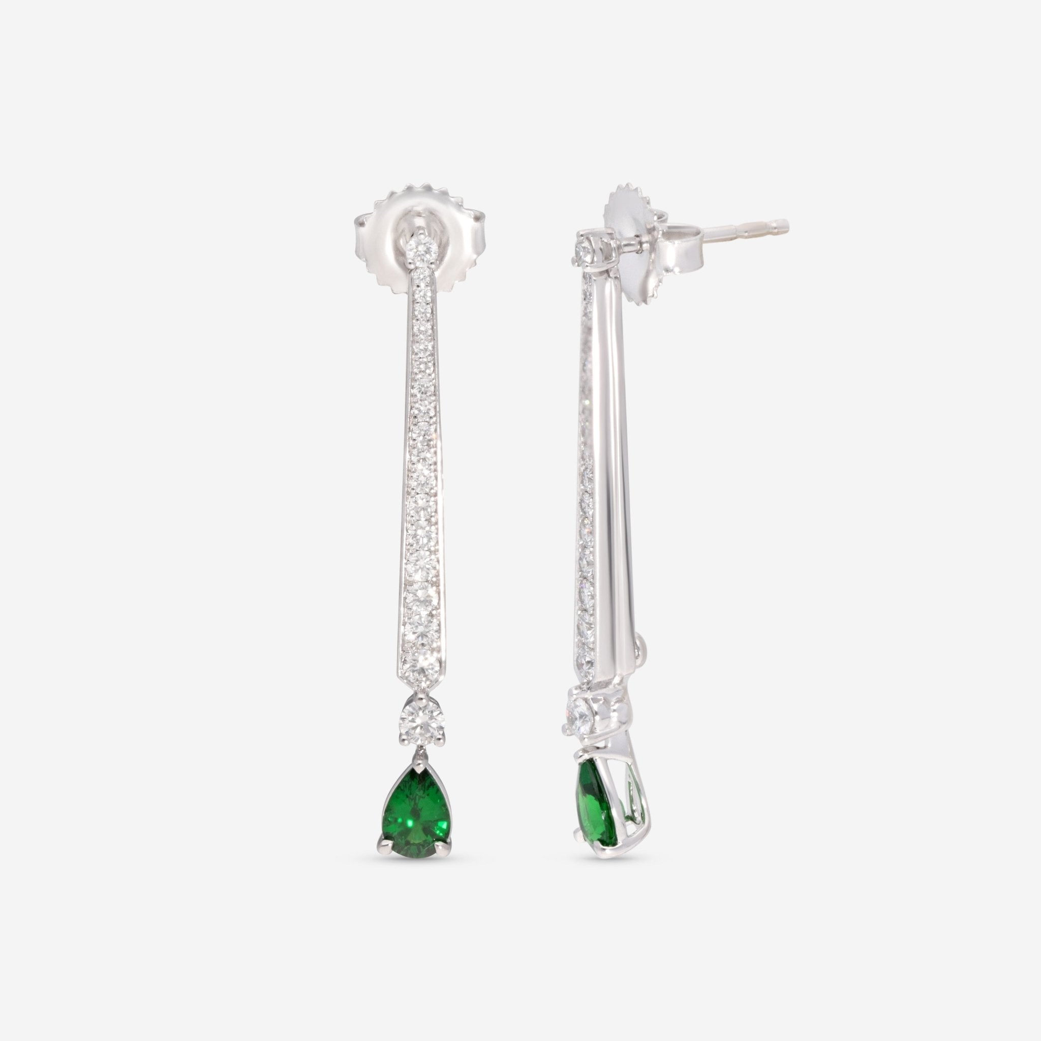 Roberto Coin 18K White Gold Diamond & Green Garnet Earrings 9991203AWERX - THE SOLIST - Roberto Coin